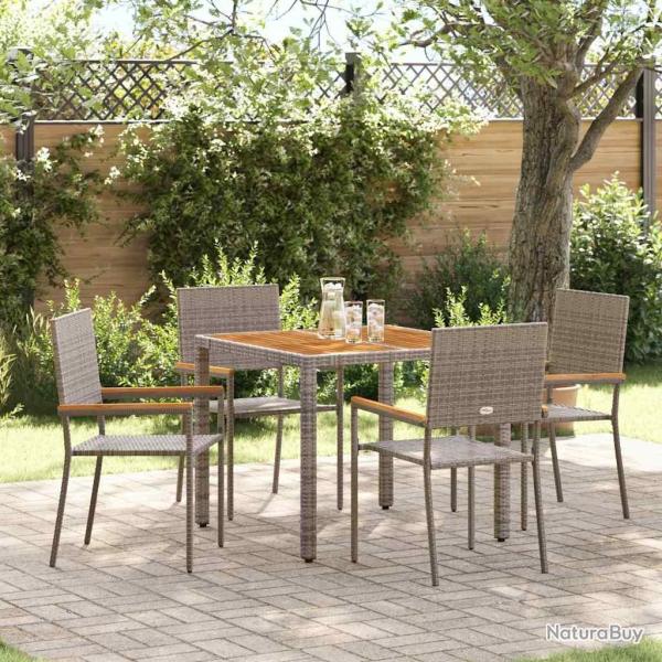 Ensemble de salle � manger pour jardin 5 pcs Gris polyrotin