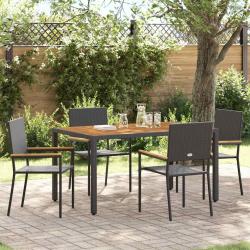Ensemble de salle &agrave; manger pour jardin 5 pcs Noir polyrotin