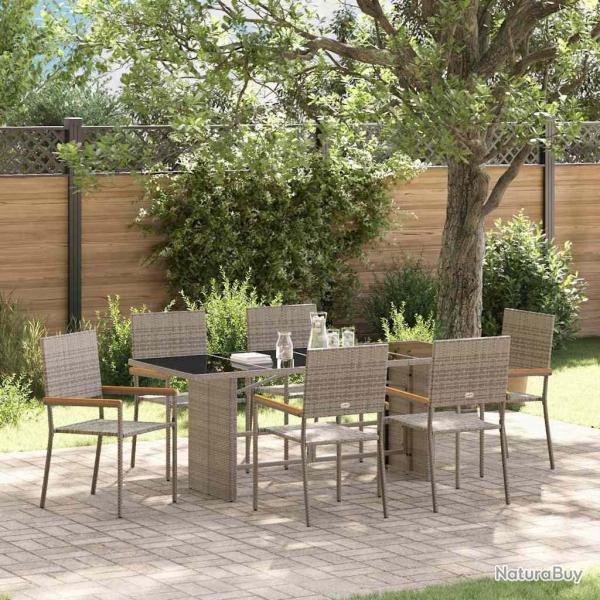 Ensemble de salle � manger pour jardin 7 pcs Gris polyrotin