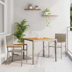 Ensemble de salle &agrave; manger pour jardin 3 pcs Gris polyrotin