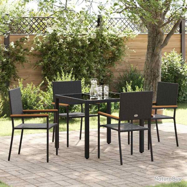 Ensemble de salle � manger pour jardin 5 pcs Noir polyrotin