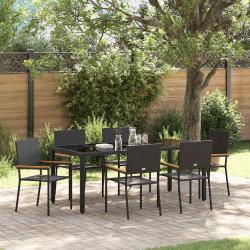 Ensemble de salle &agrave; manger pour jardin 7 pcs Noir polyrotin