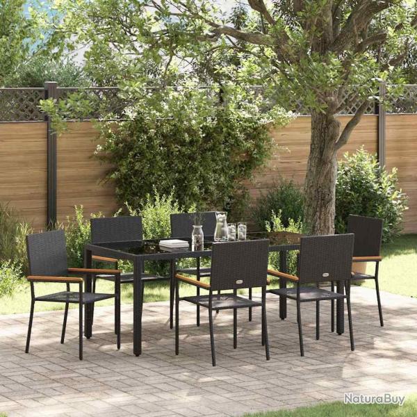 Ensemble de salle � manger pour jardin 7 pcs Noir polyrotin