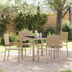 Ensemble de salle &agrave; manger pour jardin 5 pcs Beige polyrotin