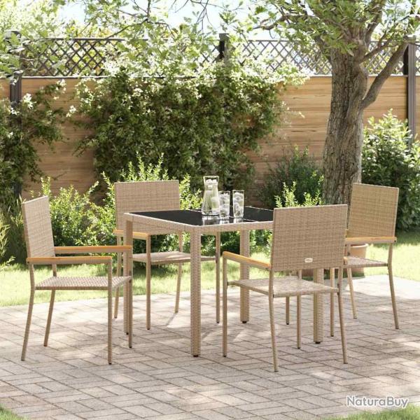 Ensemble de salle � manger pour jardin 5 pcs Beige polyrotin