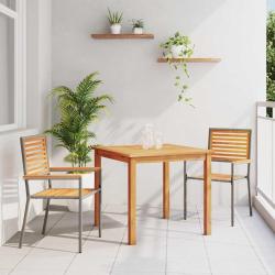 Ensemble de salle &agrave; manger pour jardin 3 pcs Gris