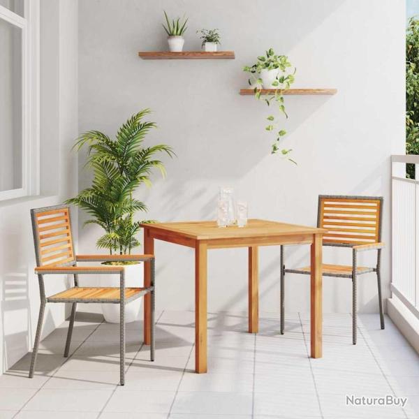 Ensemble de salle � manger pour jardin 3 pcs Gris