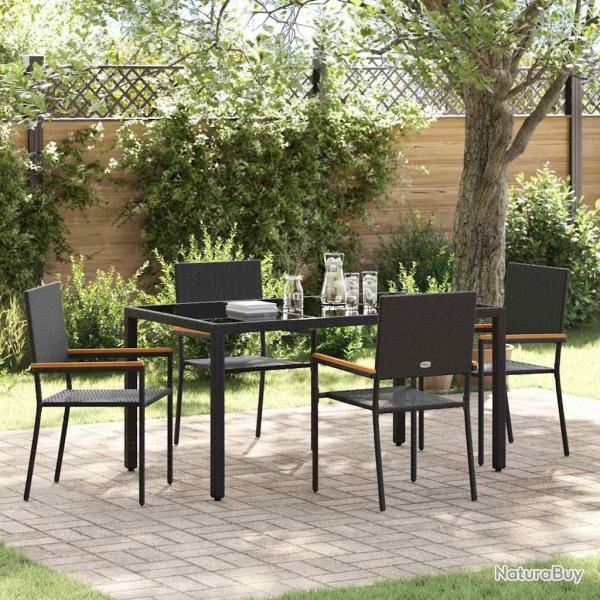 Ensemble de salle � manger pour jardin 5 pcs Noir polyrotin