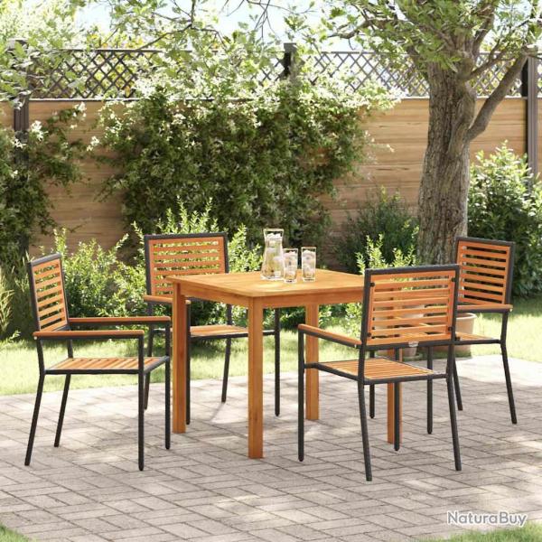 Ensemble de salle � manger pour jardin 5 pcs Noir