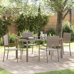 Ensemble de salle &agrave; manger pour jardin 5 pcs Gris polyrotin