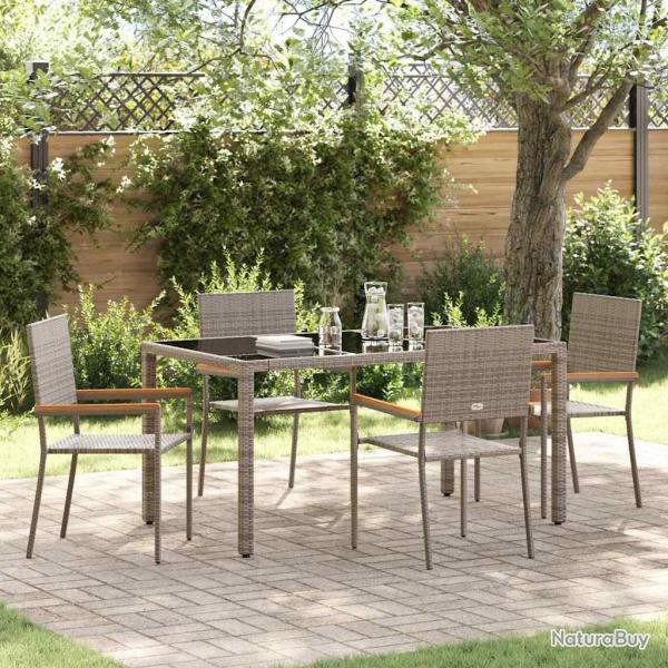 Ensemble de salle � manger pour jardin 5 pcs Gris polyrotin