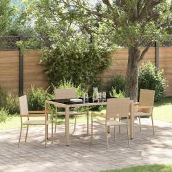 Ensemble de salle &agrave; manger pour jardin 5 pcs Beige polyrotin