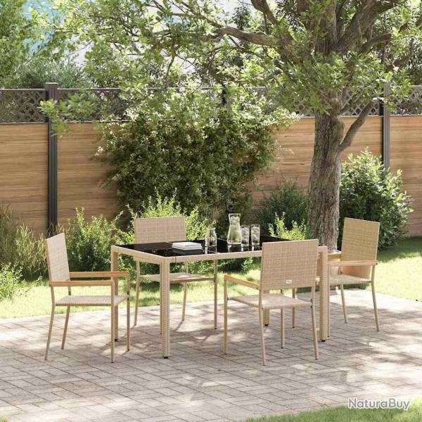 Ensemble de salle � manger pour jardin 5 pcs Beige polyrotin