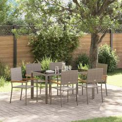 Ensemble de salle &agrave; manger pour jardin 7 pcs Gris polyrotin