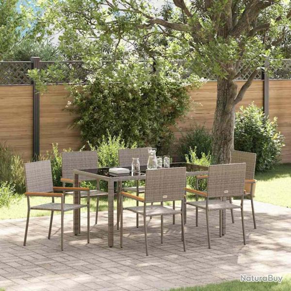 Ensemble de salle � manger pour jardin 7 pcs Gris polyrotin