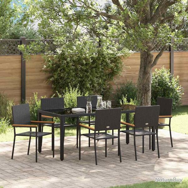 Ensemble de salle � manger pour jardin 7 pcs Noir polyrotin