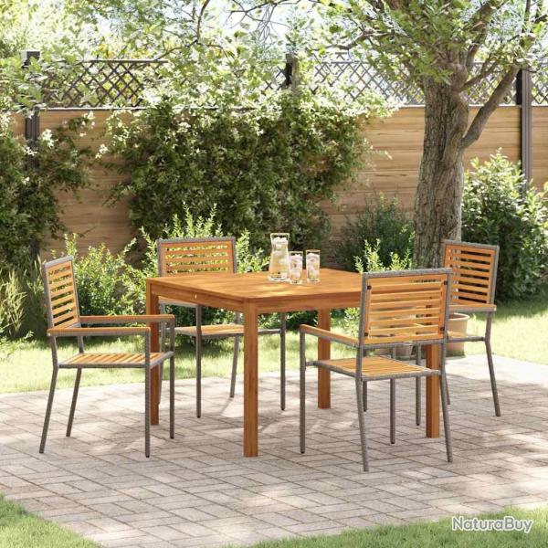 Ensemble de salle � manger pour jardin 5 pcs Gris