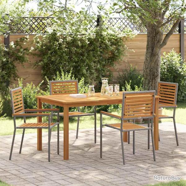 Ensemble de salle � manger pour jardin 5 pcs Gris