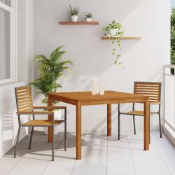 Ensemble de salle &agrave; manger pour jardin 3 pcs Gris