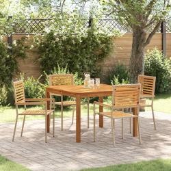 Ensemble de salle &agrave; manger pour jardin 5 pcs Beige