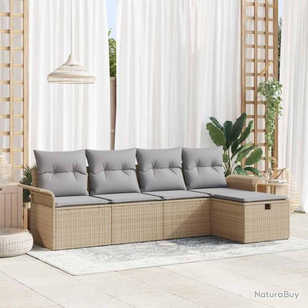 Ensemble de canap� de jardin 5 pcs Beige Poly rotin
