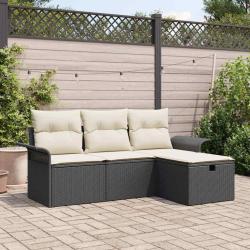 Ensemble de canap&eacute; de jardin avec coussin 4 pcs Poly rotin