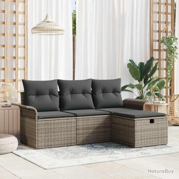 Ensemble de canap� de jardin avec coussin 4 pcs Poly rotin