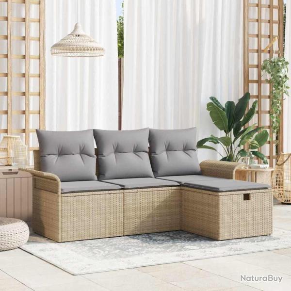 Ensemble de canap� de jardin 4 pcs Beige Poly rotin