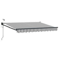 Auvent r&eacute;tractable &eacute;lectrique Anthracite et blanc 3,5 x 2,5 m