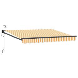 Auvent r&eacute;tractable &eacute;lectrique Orange et Blanc 3,5 x 2,5 m