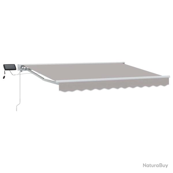 Cadre de store manuel avec LEDs Gris clair 3,5 x 2,5 m