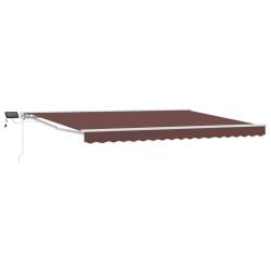 Cadre de store manuel avec LEDs Marron 4,5 &times; 3 m