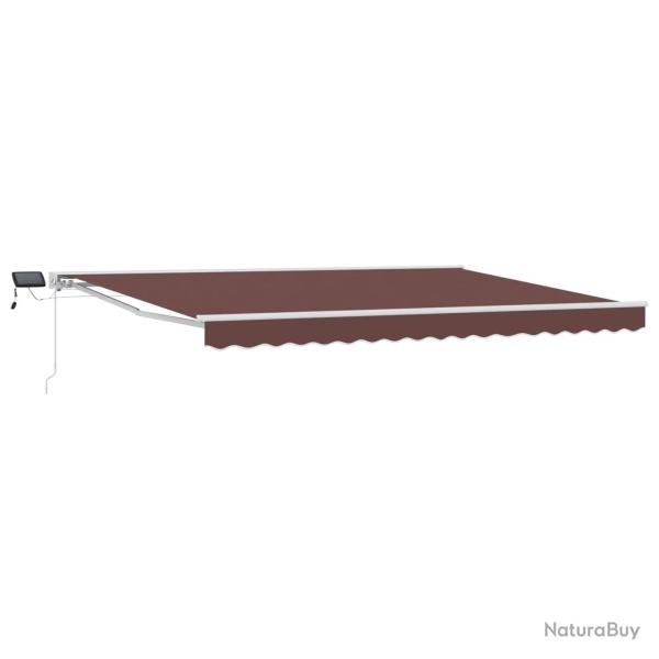 Cadre de store manuel avec LEDs Marron 4,5 � 3 m