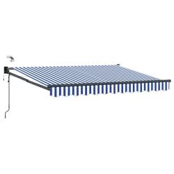 Auvent r&eacute;tractable &eacute;lectrique Bleu et Blanc 3 x 2,5 m