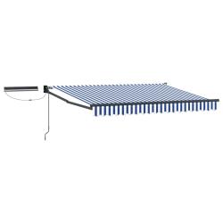 Auvent r&eacute;tractable &eacute;lectrique Bleu et Blanc 3 x 2,5 m