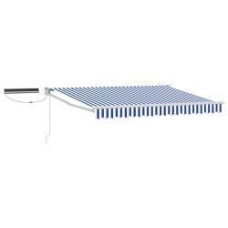 Auvent r&eacute;tractable &eacute;lectrique Bleu et Blanc 3 x 2,5 m