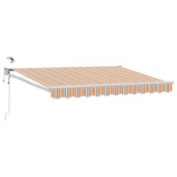 Auvent r&eacute;tractable &eacute;lectrique Bleu et Orange 3,5 x 2,5 m