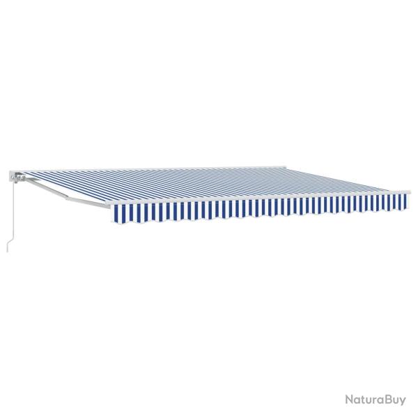 Auvent r�tractable manuel Bleu et Blanc 4 � 3,5 m