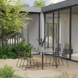 Ensemble &agrave; manger de jardin 5 pcs Acier Gris fonc&eacute;