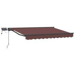 Cadre de store manuel avec LEDs Marron 3,5 x 2 m