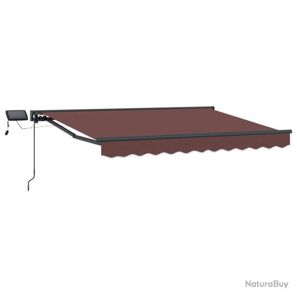 Cadre de store manuel avec LEDs Marron 3,5 x 2 m