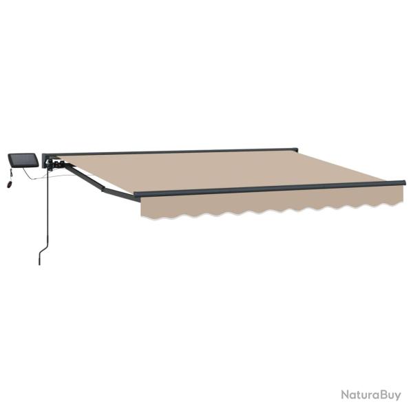 Cadre de store manuel avec LEDs Beige 3,5 x 2 m