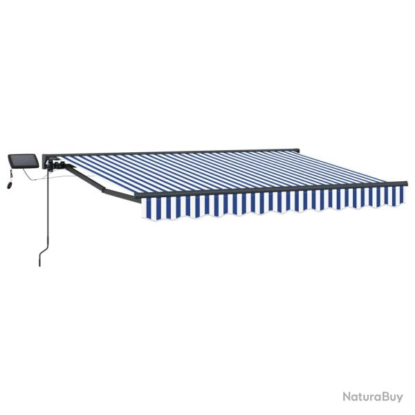 Cadre de store manuel avec LEDs Bleu et Blanc 3,5 x 2,5 m