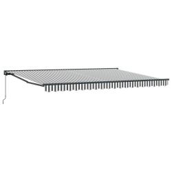 Auvent r&eacute;tractable manuel Anthracite et blanc 4 &times; 3,5 m