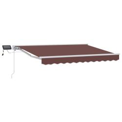 Cadre de store manuel avec LEDs Marron 3,5 x 2 m