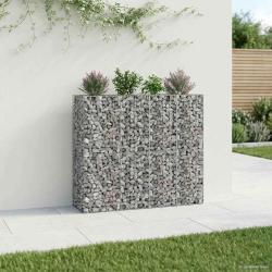 Lit sur&eacute;lev&eacute; gabion 2 pcs Argent&eacute; 170 x 50 x 150 cm