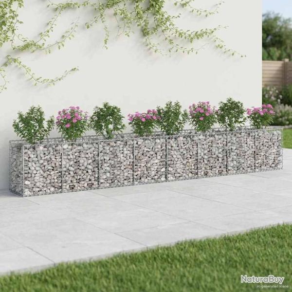 Lit sur�lev� gabion 2 pcs Argent� 400 x 50 x 60 cm