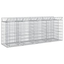 Lit sur&eacute;lev&eacute; gabion 2 pcs Argent&eacute; 200 x 50 x 80 cm