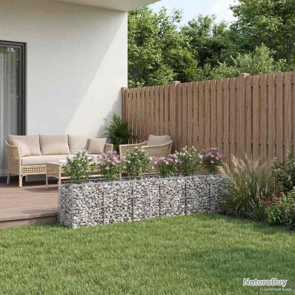 Lit sur�lev� gabion 2 pcs Argent� 300 x 50 x 60 cm