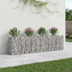 Lit sur&eacute;lev&eacute; gabion 2 pcs Argent&eacute; 300 x 50 x 80 cm